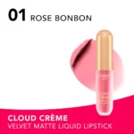 BOURJOIS CLOUD CRÈME Edition Velvet Matte Liquid Lipstick #01-Rose Bonbon 3 ml - Image 4