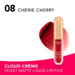 BOURJOIS CLOUD CRÈME Edition Velvet Matte Liquid Lipstick  #08-Cherie Cherry 3 ml - Image 4