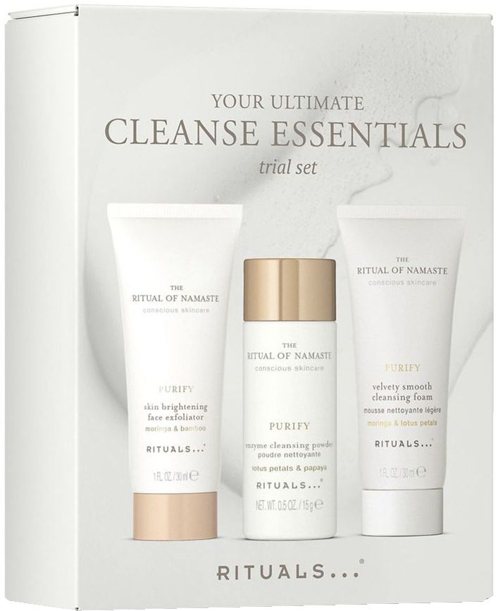 8719134205824.png Rituals Namaste SetSkin Brightening Face Exfoliator 30ml/Velvety Smooth Cleansing Foam 30ml/Enzyme Cleansing Powder 15g set x 60 ml - Image 1