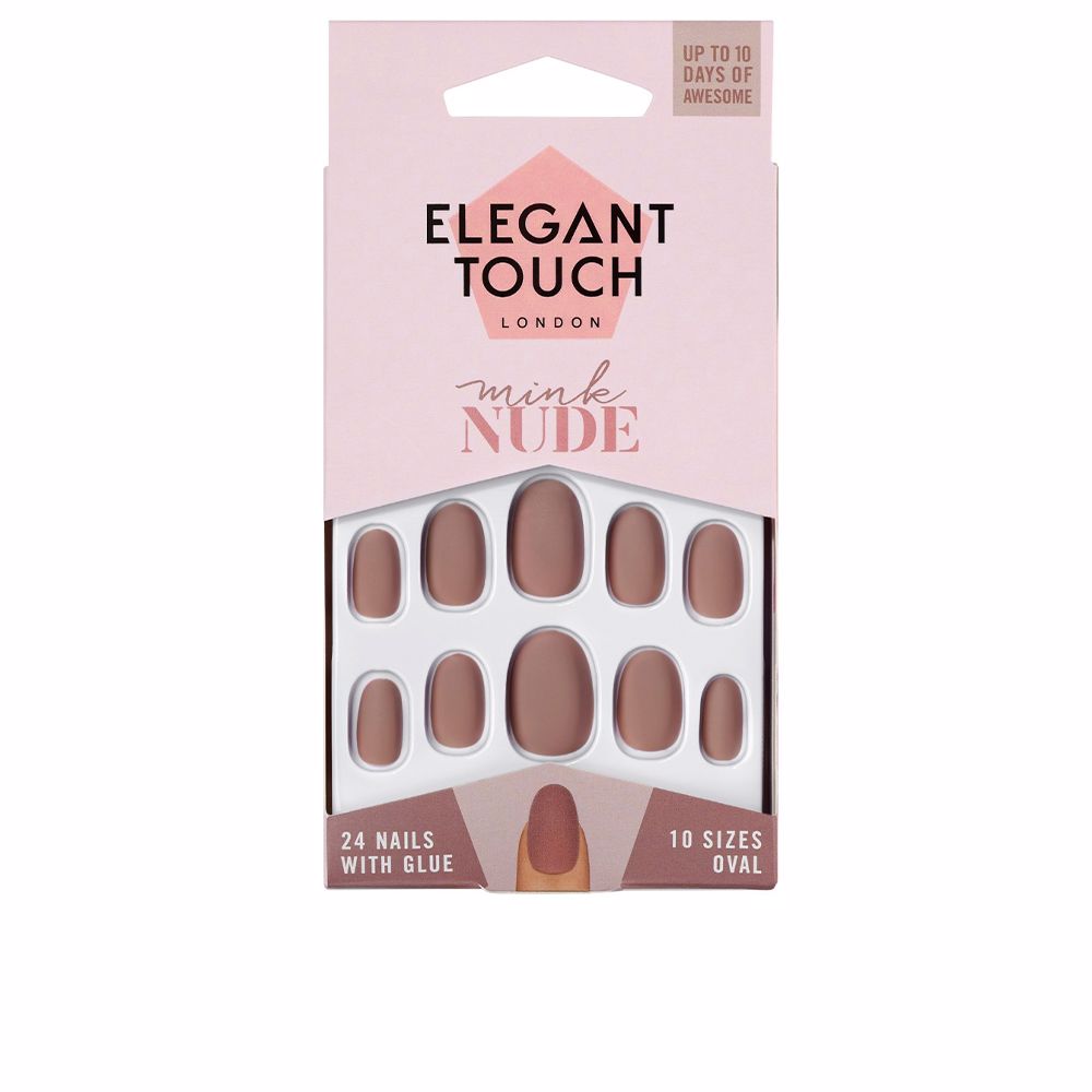 160995.jpg ELEGANT TOUCH POLISHED COLOUR 24 nails with glue oval #mink nude - Image 1