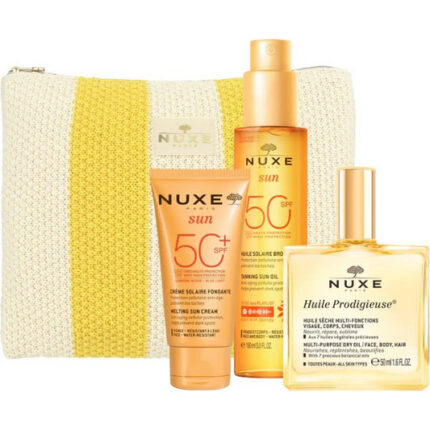 Nuxe Summer Set Tanning Sun Oil SPF50 150ml/Melting Sun Cream SPF50 50ml/Huile Prodigieuse Multi-Puprose Dry Oil 50ml/Pouch